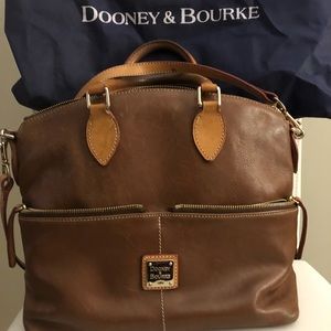Brown leather handbag